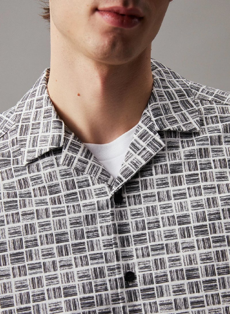 CALVIN KLEIN Boxy Grid Printed Logo Shirt - Image 3