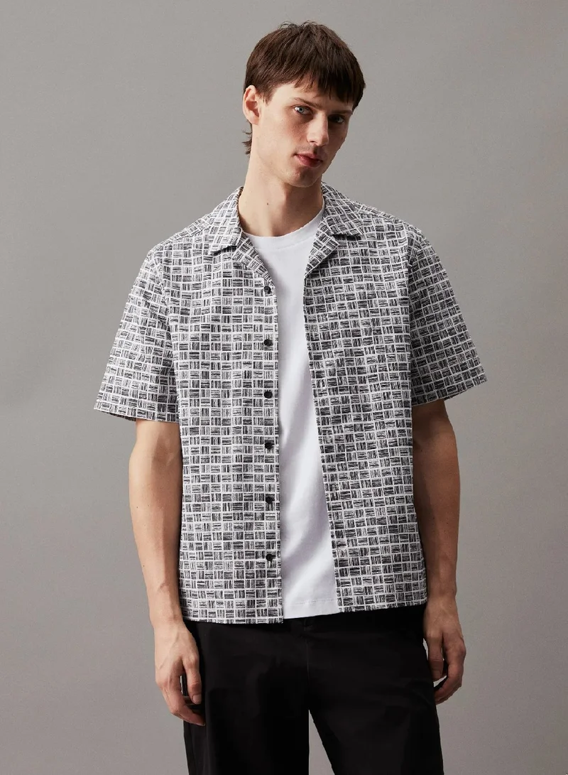 CALVIN KLEIN Boxy Grid Printed Logo Shirt