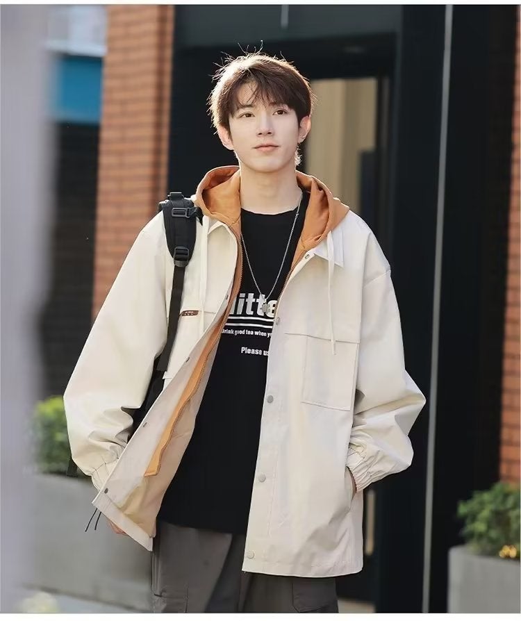Autumn Hooded Two-piece Jacket Men Casual Trendy JK968 Green - Image 2
