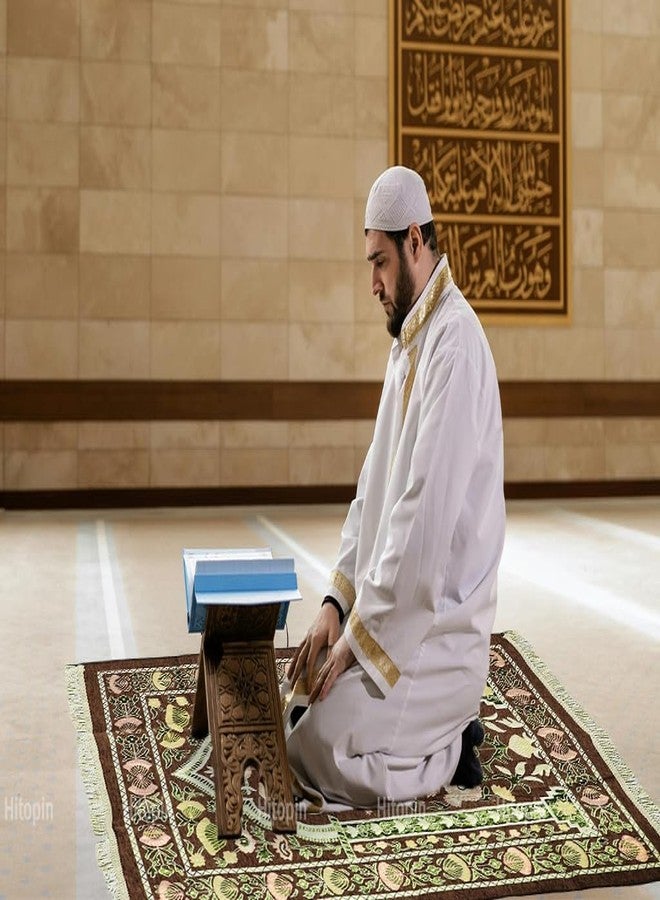 Hitopin Prayer Mat, Prayer Mat Islam, Prayer-Rug Islamic, Muslim Prayer-Rug, with Elegant Design Bags, Soft Carpet, for Ramadan Islamic Muslim, Great Gift for Family, Friends (Brown) - Image 4