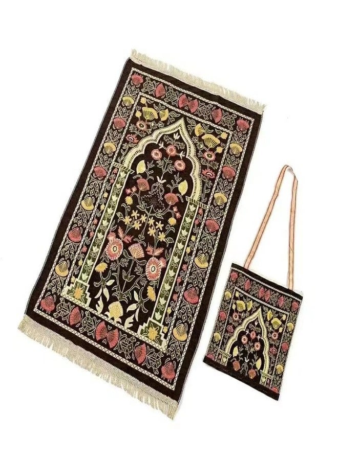 Hitopin Prayer Mat, Prayer Mat Islam, Prayer-Rug Islamic, Muslim Prayer-Rug, with Elegant Design Bags, Soft Carpet, for Ramadan Islamic Muslim, Great Gift for Family, Friends (Brown) - Image 1