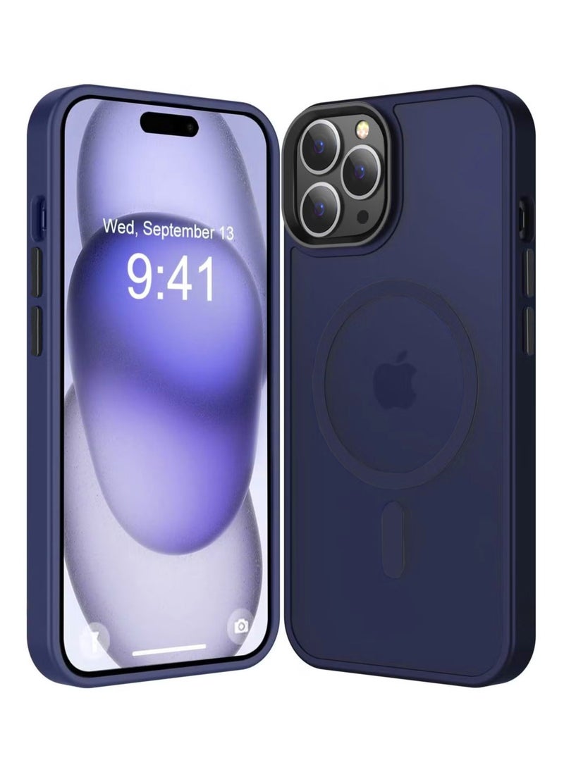 Generic - Magnetic Case For iPhone 12 Pro Max Case Compatible with MagSafe Military Grade Protection Shockproof Translucent Matte Case Anti Scratch Shockproof Phone Case (Blue) - Image 1