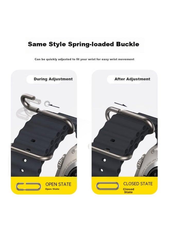 WP W&p New Apple Watch Band Apple Watch Ultra2 Ocean Silicone Double Buckle Loop Band Iwatch S10/9/8/se Original Black 45 - Image 3