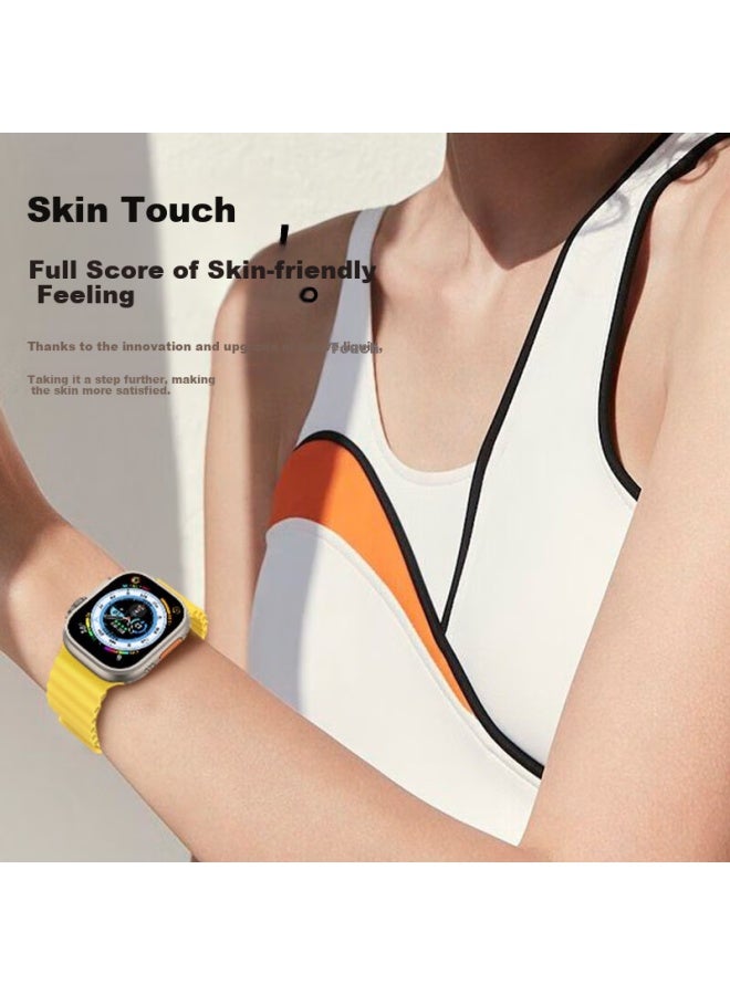 WP W&p New Apple Watch Band Apple Watch Ultra2 Ocean Silicone Double Buckle Loop Band Iwatch S10/9/8/se Original Black 45 - Image 4