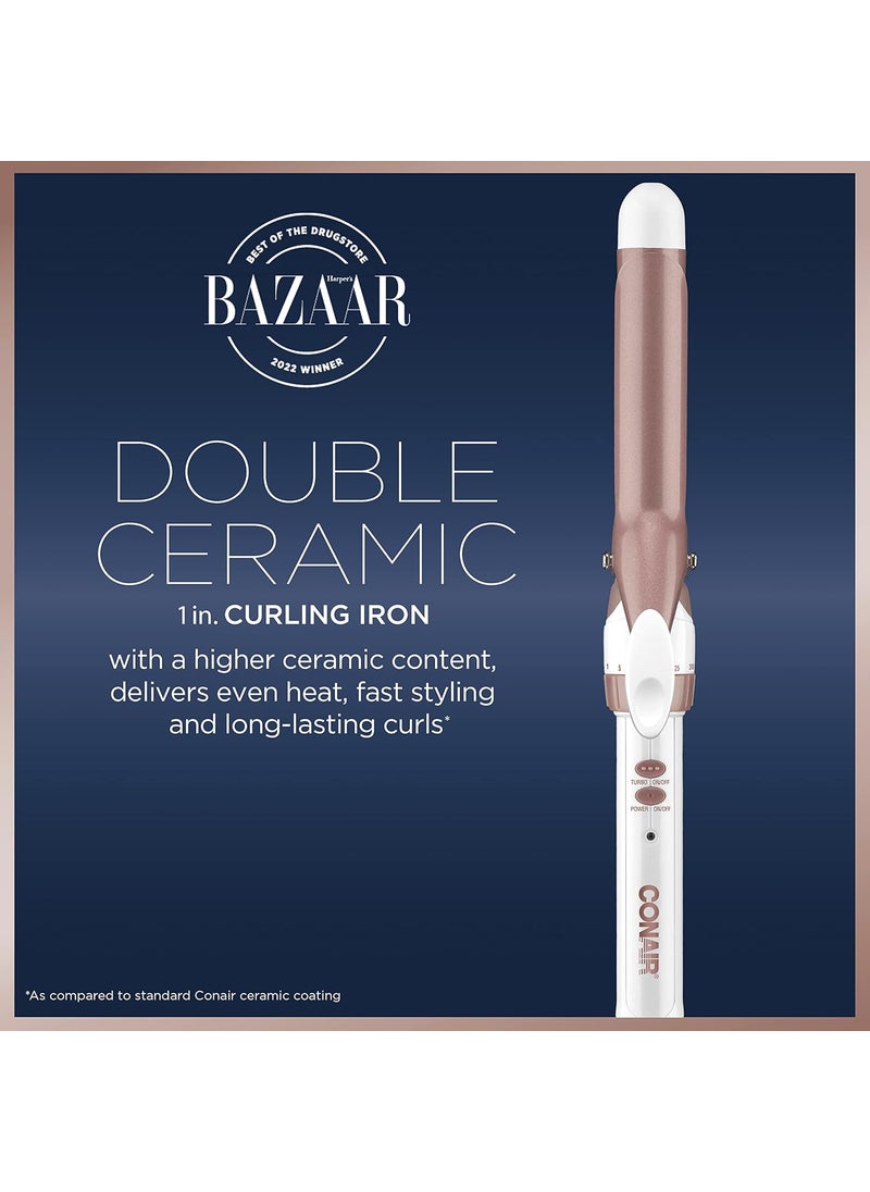 CONAIR Conair Double Ceramic 1Inch Curling Iron 1inch barrel produces classic curls  for use on short medium and long hair  - Image 2