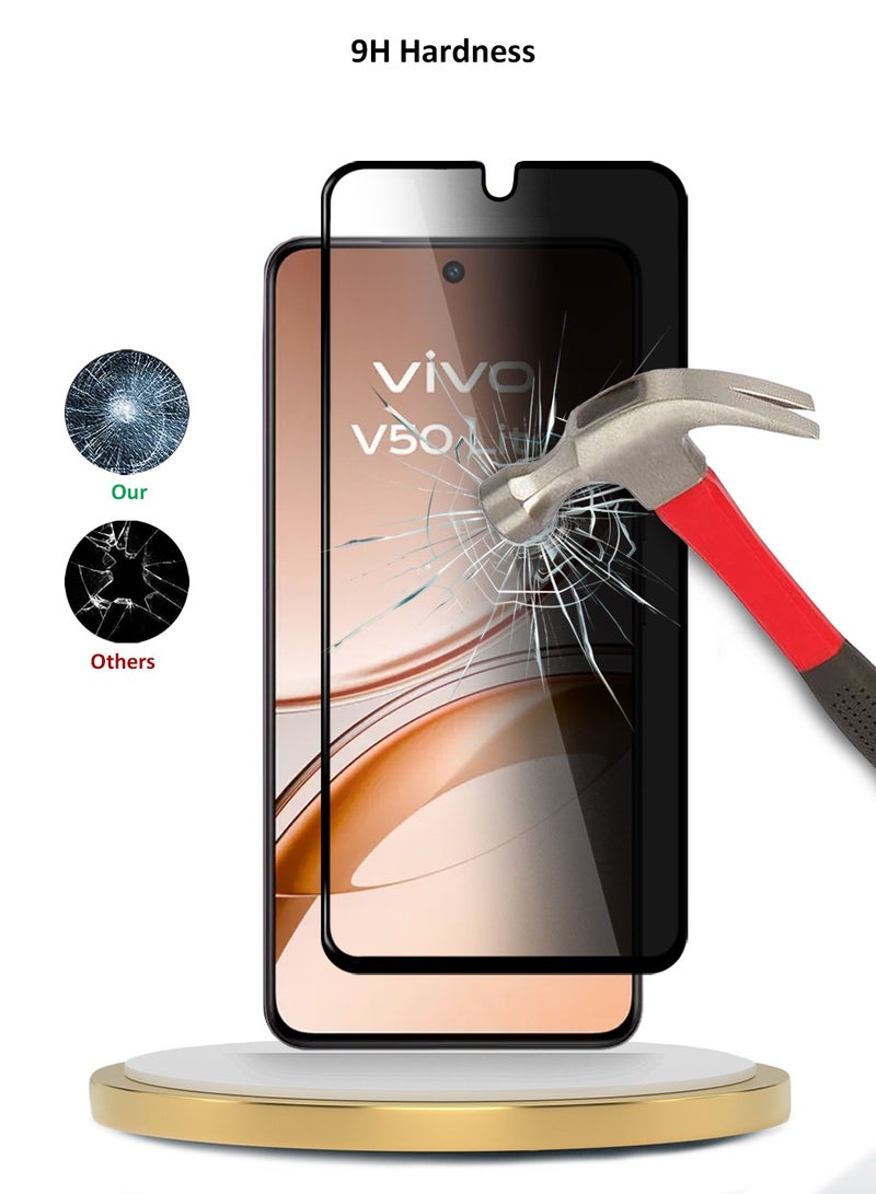 Wtech vivo V50 Lite 4G 2025 Premium E2E Series Privacy Full Glue Full Cover Tempered Glass Screen Protector (MSGECP) - Clear/Black - Image 3