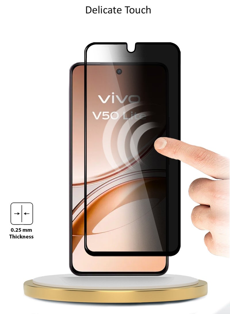 Wtech vivo V50 Lite 4G 2025 Premium E2E Series Privacy Full Glue Full Cover Tempered Glass Screen Protector (MSGECP) - Clear/Black - Image 2
