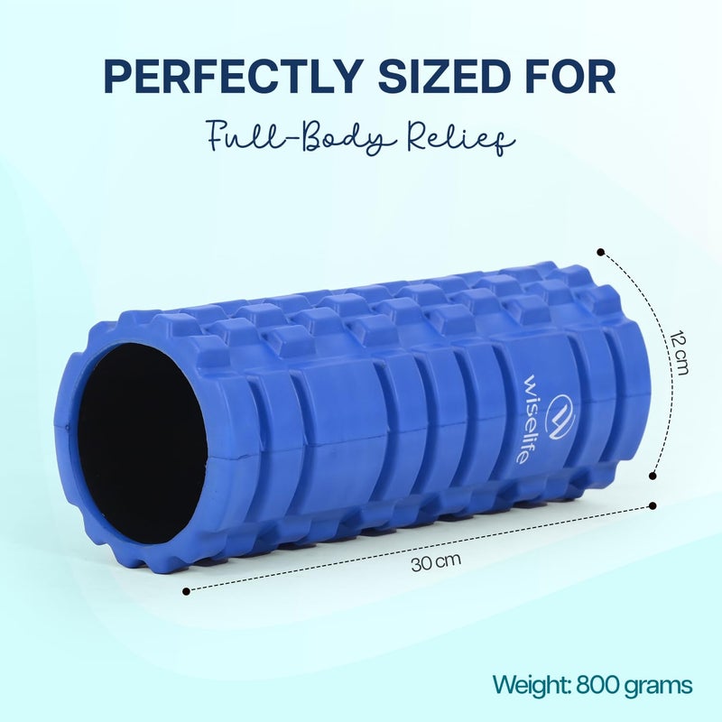 WISELIFE Eco-Friendly Grid Foam Roller | Premium Eva Foam | Light Weight & Travel-Friendly Foam Roller for Relieve Muscle Tightness, Soreness & Inflammation (Blue) - Image 2