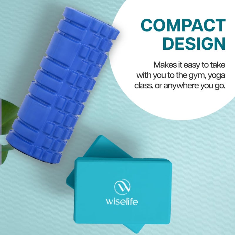 WISELIFE Eco-Friendly Grid Foam Roller | Premium Eva Foam | Light Weight & Travel-Friendly Foam Roller for Relieve Muscle Tightness, Soreness & Inflammation (Blue) - Image 4