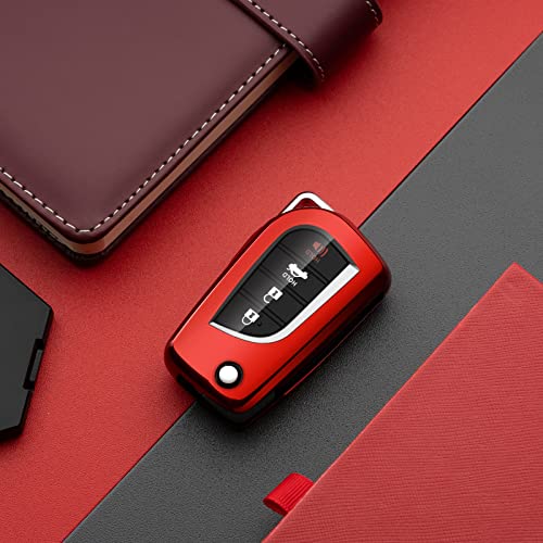 ZSPDACC Key Fob Cover - Compatible with Toyota, RAV4, Highlander, Corolla, Fortuner, Tundra - Red TPU Key Fob Protector - Image 5