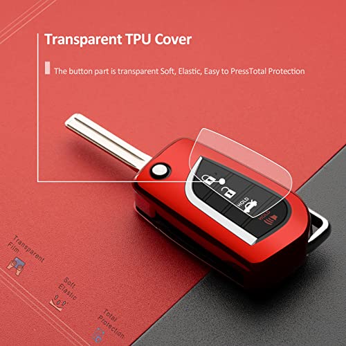 ZSPDACC Key Fob Cover - Compatible with Toyota, RAV4, Highlander, Corolla, Fortuner, Tundra - Red TPU Key Fob Protector - Image 2