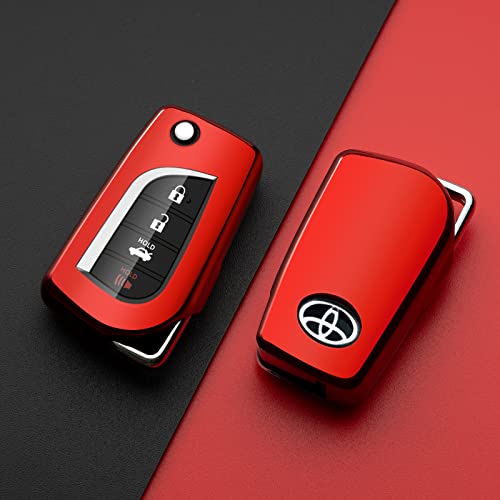 ZSPDACC Key Fob Cover - Compatible with Toyota, RAV4, Highlander, Corolla, Fortuner, Tundra - Red TPU Key Fob Protector - Image 4