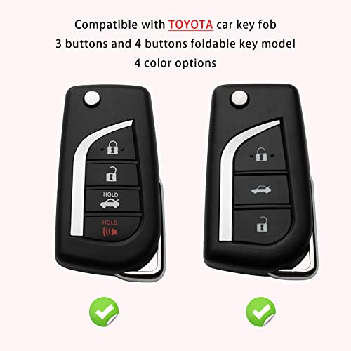 ZSPDACC Key Fob Cover - Compatible with Toyota, RAV4, Highlander, Corolla, Fortuner, Tundra - Red TPU Key Fob Protector - Image 3