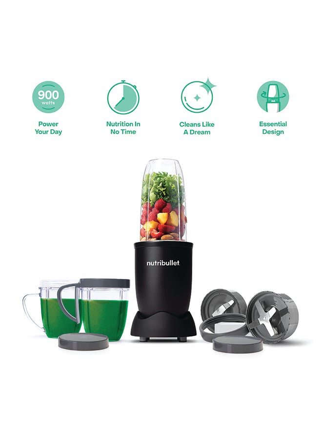 9 Piece Set, Multi-Function High Speed Blender, Mixer System with Nutrient Extractor, Smoothie Maker, All Black 700 ml 900 W NB9-1212AK Black