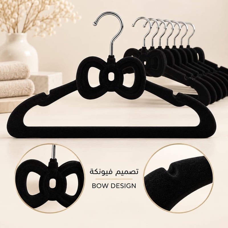 stylish 8PCS Premium Velvet Clothes Hangers with Bow Design– Non-Slip – 360° Swivel Hook – Space Saving Closet Hangers - Image 1