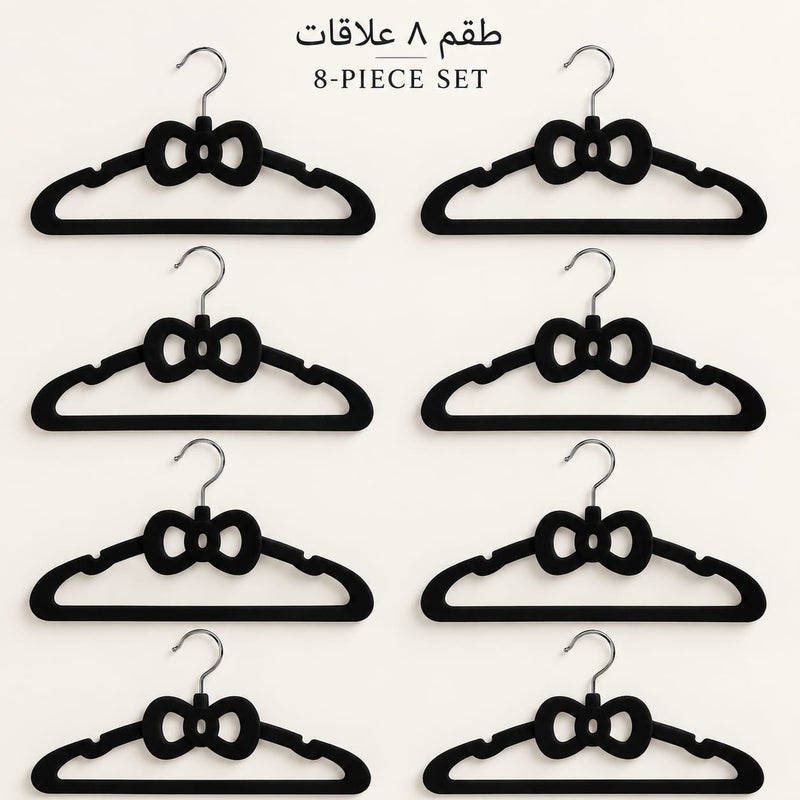 stylish 8PCS Premium Velvet Clothes Hangers with Bow Design– Non-Slip – 360° Swivel Hook – Space Saving Closet Hangers - Image 2