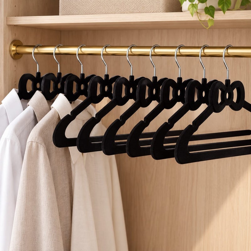 stylish 8PCS Premium Velvet Clothes Hangers with Bow Design– Non-Slip – 360° Swivel Hook – Space Saving Closet Hangers - Image 3