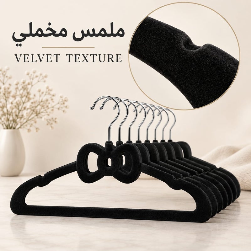 stylish 8PCS Premium Velvet Clothes Hangers with Bow Design– Non-Slip – 360° Swivel Hook – Space Saving Closet Hangers - Image 4