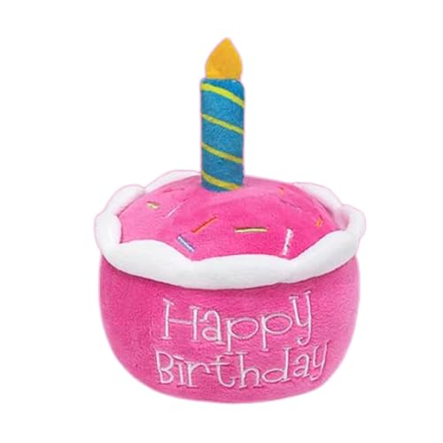 Glow Pups Dog Birthday Cake Toy Easy to Clean Promotes Mental Stimulation Ideal for Fetching Dog Cupcake Toy Pink Birthday Cupcake Style 6 x 5 inches - Image 1