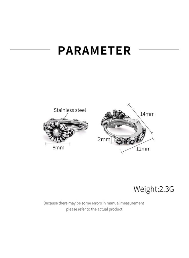 Niche Earrings, Personalized Trend, Titanium Steel, Retro, Old-Fashioned Daisy, Unisex Earrings - Image 2
