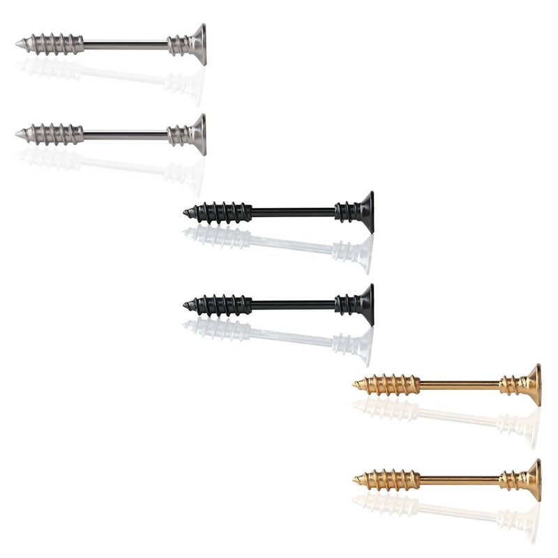 Ruifan 316L Stainless Steel Screw Bar Nipple Barbell Ring Body Piercing 14G 6PCS - Mix Color - Image 1