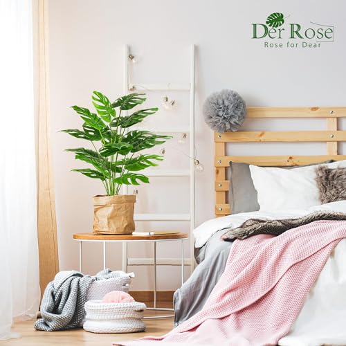 Der Rose 28" Fake Plants Tall Artificial Monstera Faux Plants in Pot for Home Farmhouse Bedroom Living Room Decor Indoor - Image 4