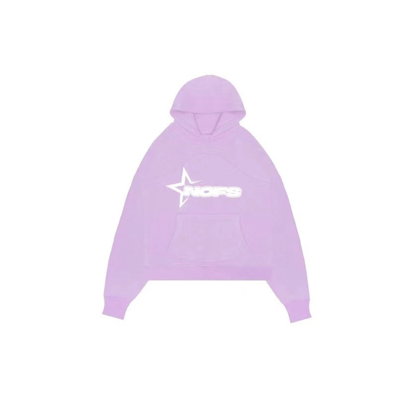 2023 fashion fashion brand letter print loose sweater trousers hip hop streetwear men and women pullover casual suit Purple top
