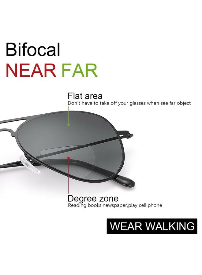 YIMI 2 Pairs Bifocal Reading Glasses UV400 Outdoor Sport Sunglasses Computer Blue Light Blocking Tinted Glasses for Men Women (Black+Brown, 2.50, multiplier_x) - Image 2