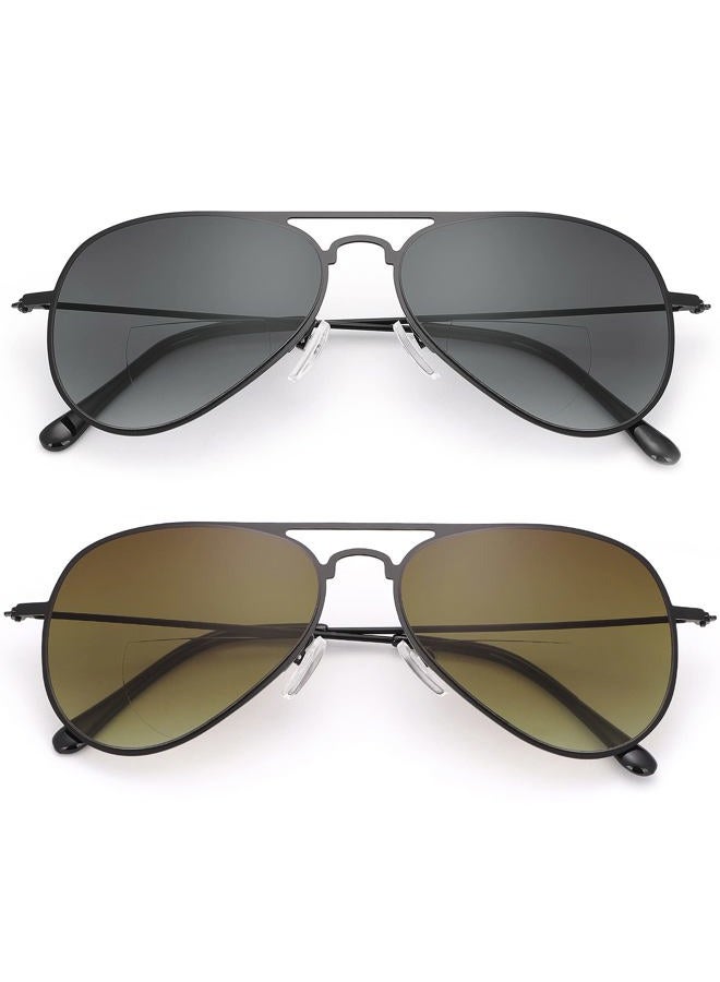 YIMI 2 Pairs Bifocal Reading Glasses UV400 Outdoor Sport Sunglasses Computer Blue Light Blocking Tinted Glasses for Men Women (Black+Brown, 2.50, multiplier_x) - Image 1