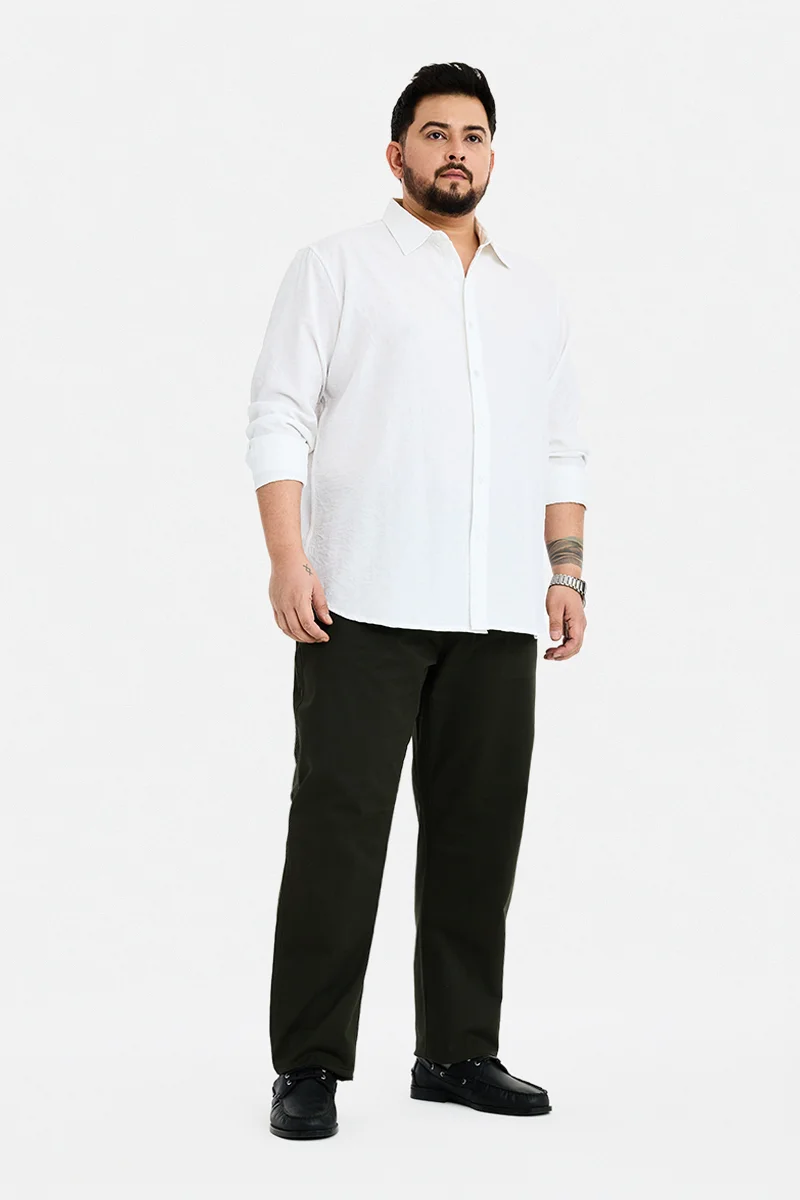 سنيتش Olive Solid Regular Fit Plus Size Chinos