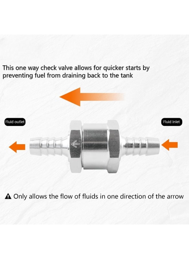 2PCS Check Valve Non Return One Way Fuel Line Check Valve Aluminium Alloy Car One Way Inline Fuel Hose Check Valve for Fuel Line Petrol Diesel Fuel Oil Water (10mm)  - Image 3