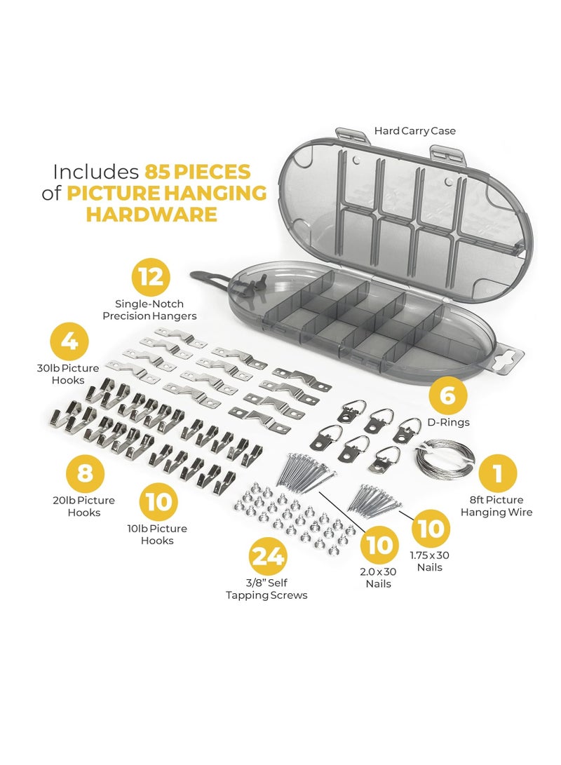 Bukela Pro, All-in-One Picture Hanging Kit - Picture Leveling and Hanging Tool - Hang Sawtooth/Wire Hangers - Wall Hanging Kit and Level Tool - Hardware Case with 85-Piece Hanging Essentials - Image 2
