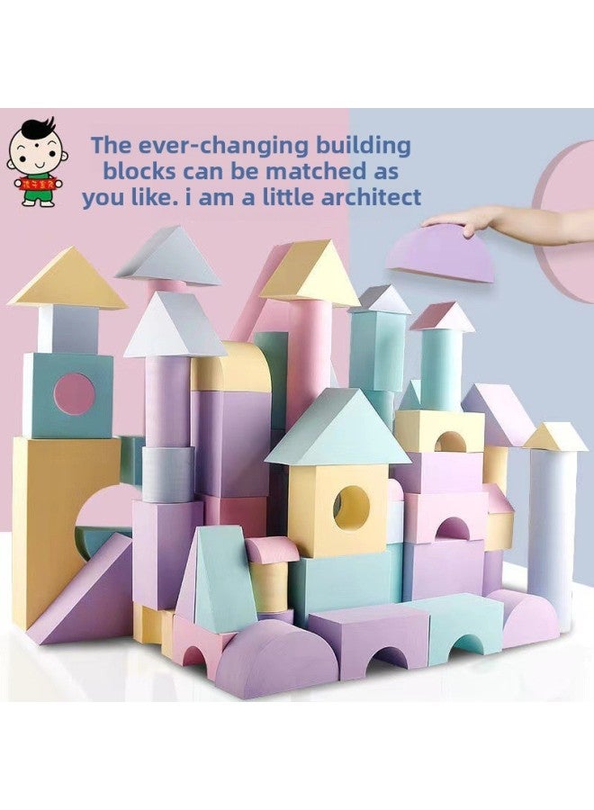 Direct EVA Building Blocks Kindergarten Children's Entertainment Toys Educational Castle Puzzle Building Blocks-Color:Color 60 Building Blocks (4.5cm Thick) - Image 3