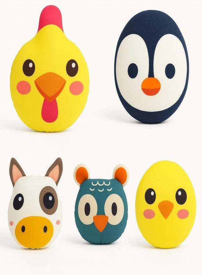 Karmakasa Kids Soft Plush Animal Face Cushion Combo Pack of 5 - Cute & Colorful Cartoon Character Pillows for Home, Bedroom & Playroom Decor - Image 1