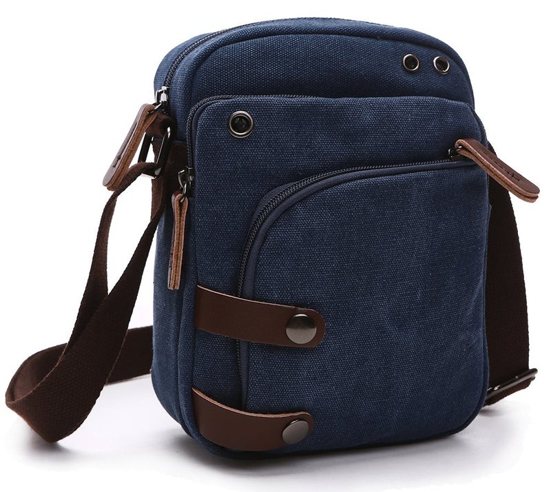 Collsants Mini Crossbody Handbag, Dark Blue, for Women and Men, Small Canvas Shoulder Purse, Travel Purse - Image 1
