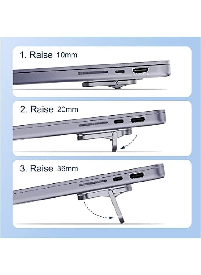 Generic Laptop Stand Adjustable Height for Desk, Portable Invisible Laptop Riser, Ergonomic Laptop Mount Keyboard Kickstand Aluminum Cooling Pad for MacBook Pro Air, Tablet Laptop (Grey)  - Image 2