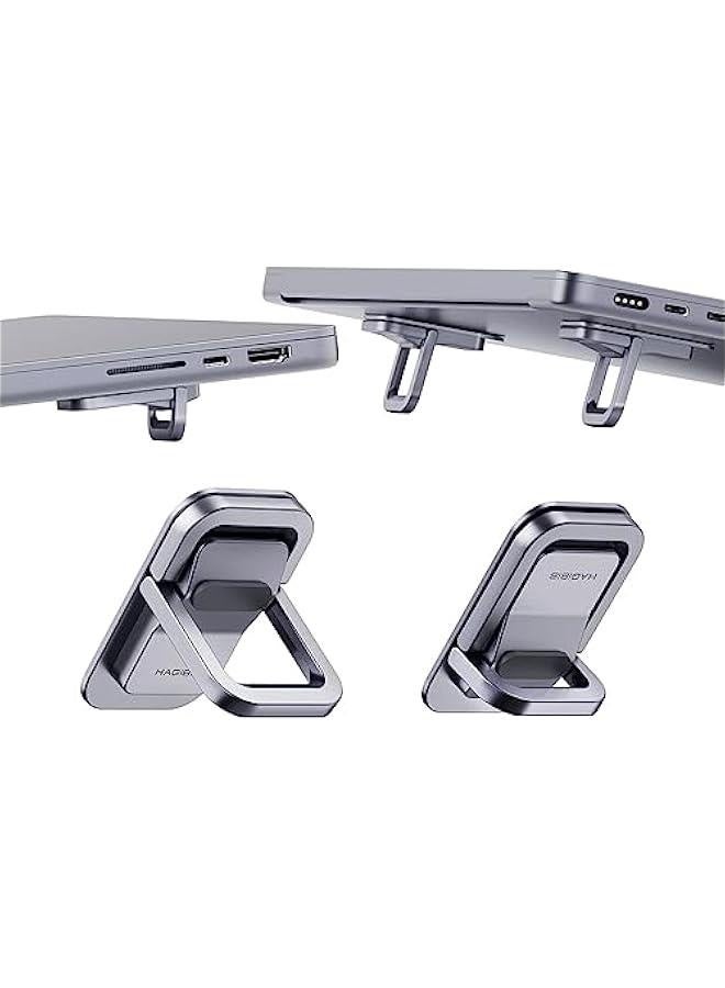Generic Laptop Stand Adjustable Height for Desk, Portable Invisible Laptop Riser, Ergonomic Laptop Mount Keyboard Kickstand Aluminum Cooling Pad for MacBook Pro Air, Tablet Laptop (Grey)  - Image 1