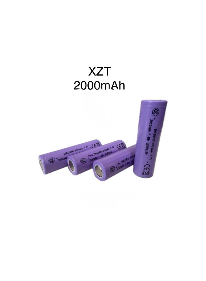 XZT Battery XZT 18650 Rechargeable 2000mAh – Lithium-Ion 3.7V High Performance 4pc - Image 1