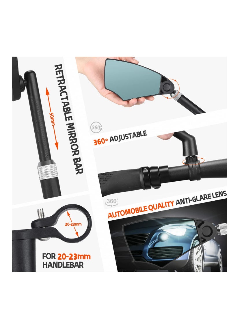 SYOSI Bike Mirror Anti-Glare Handlebar Bike Mirror Safety Mirror with Retractable 360° Adjustable Lens Foldable Bicycle Mirror for Mountain Road E-bike Dirt Bikes 20-23mm Handlebars Left - Image 5