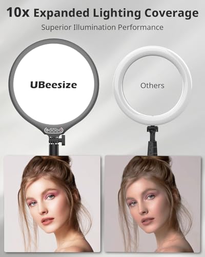 UBeesize 105in Laptop Ring Light with Stand and Phone Holder for Desk Zoom Lighting for Computer Video Recording Streaming Video Conference Video Calls - Image 3