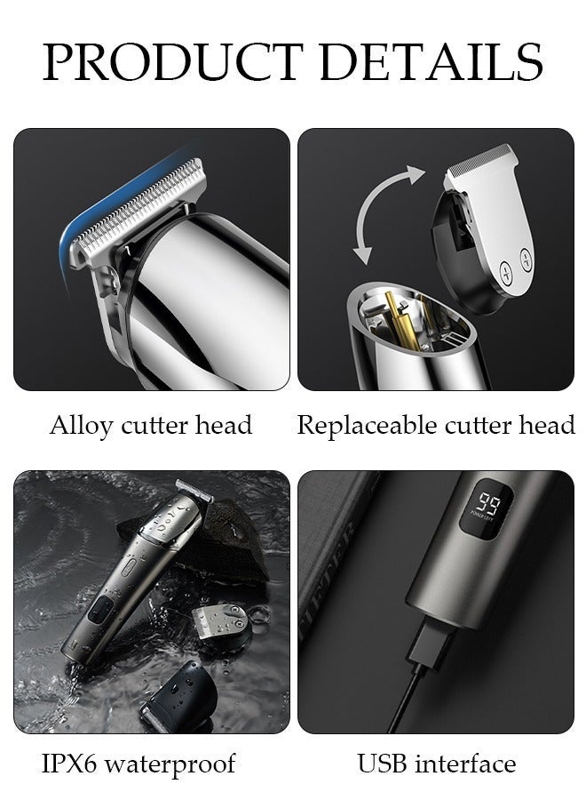 DUNISO Smart Hair Clippers Electric with Digital Display 6 Replacement Headers Turbo Motor Hair Cutting Kit Pro Mens Clippers, Cordless Rechargeable Hair Trimmer Set Professional Barbers Grooming Kit - Image 2