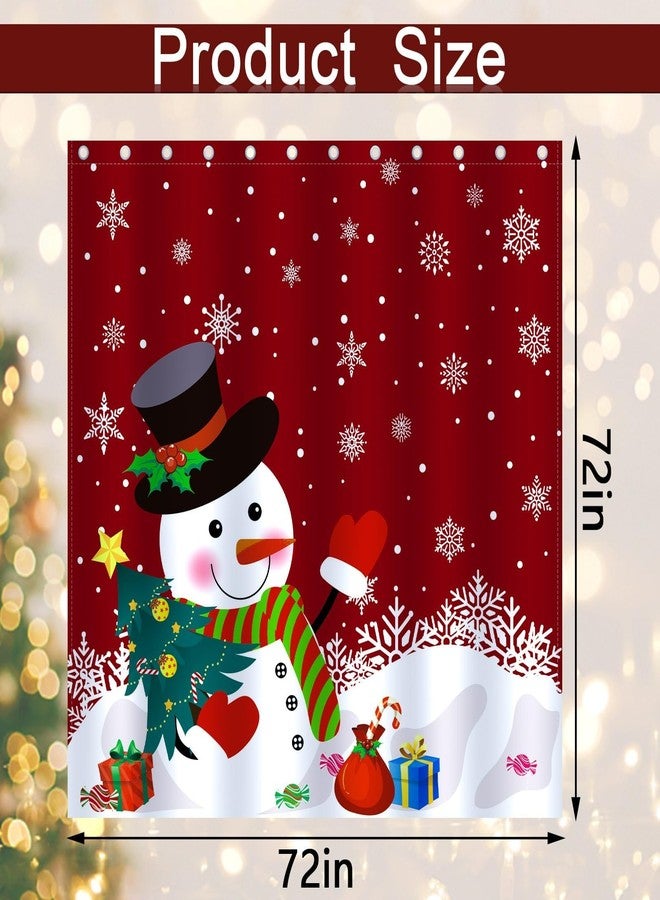 BOARDFEB Christmas Shower Curtain, Red Winter Xmas Tree Snowman Merry Christmas Shower Curtains for Bathroom Decor Washable Durable Fabric Holiday New Year Shower Curtain with Hooks 72x72 Inch - Image 2