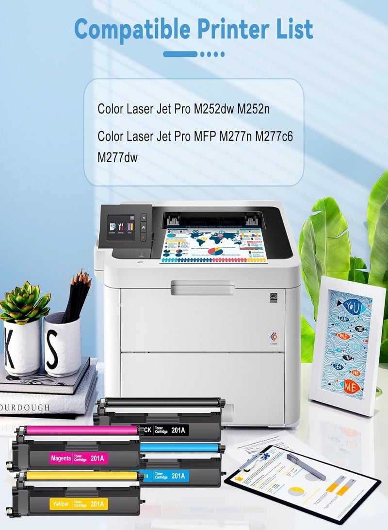 201A Toner Cartridge 4-Pack – Compatible Replacement for HP 201A CF400A CF401A CF402A CF403A, Works with HP Color LaserJet Pro MFP M277dw M277n M277c6 M252dw M252n M277 Printers (Black, Cyan, Yellow, Magenta) - Image 2
