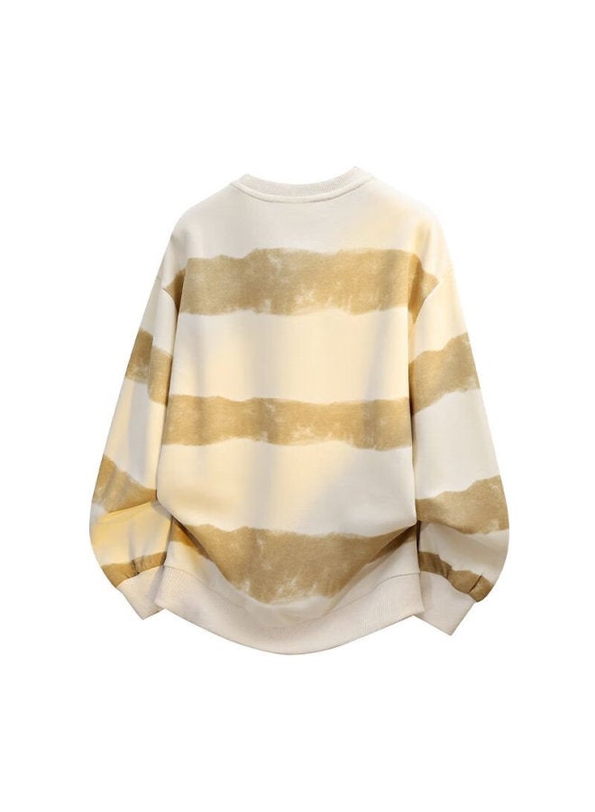 Dingfengbaoluo Striped Colorblock Sweatshirt Men Spring Korean Style Loose Casual Long Sleeve Pullover Base Shirt Xyf81 Black 4XL - Image 4