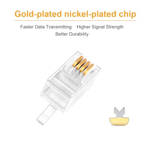 Uvital 100 Pack RJ9 4P4C 4P2C Plug, Standard Telephone Handset Modular Plugs Male Connectors Transparent Color Jack Crimp End Crimper - Image 4