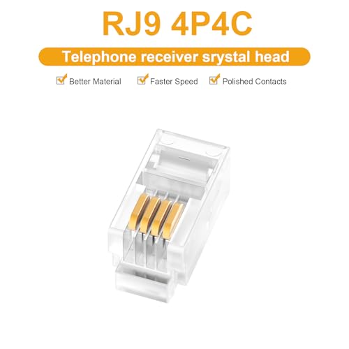 Uvital 100 Pack RJ9 4P4C 4P2C Plug, Standard Telephone Handset Modular Plugs Male Connectors Transparent Color Jack Crimp End Crimper - Image 2