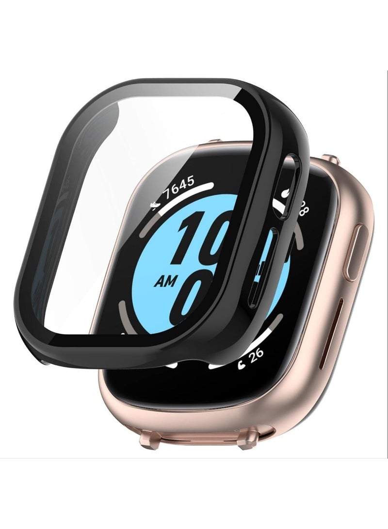 شيك فايب جراب لساعة Honor Watch 4 الذكية، تصميم مدمج من البولي كربونات والزجاج المقوى، مقاوم للسقوط والخدش، عالي الدقة وشفاف، جراب Honor Watch 4، أسود - Image 1
