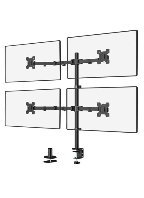 Quad Monitor Stand || 4 Monitor Stand Fits Heavy Duty Computer Screen up to 27 Inch, Fully Adjustable Desk Mount with VESA Compatibility, Holds up to 22 lbs per Arm (M004), Black – Ergonomic, Space-Saving Design for Ultimate Productivity