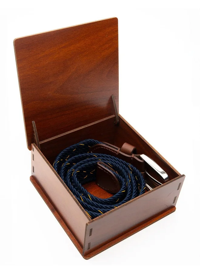 Bacca Bucci  Men's Stretchable Blue Braided Canvas Belt with Tang Closure for Men | Best Price UAE