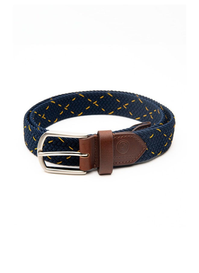 Bacca Bucci Men's Stretchable Blue Braided Canvas Belt with Tang Closure - Image 2
